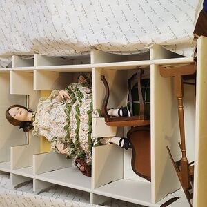 Danbury Mint Sampler doll W Chair & embroidery stand In Box